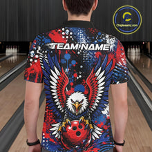 Load image into Gallery viewer, Custom Red, White And Blue Splatter Patrotic Eagle Bowling Team Men Polo Shirts IPHW11481