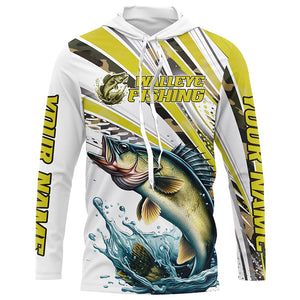 Personalized Walleye Fishing Jerseys, Custom Walleye Long Sleeve Fishing Shirts Camo IPHW6798