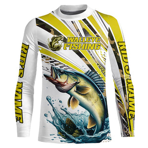 Personalized Walleye Fishing Jerseys, Custom Walleye Long Sleeve Fishing Shirts Camo IPHW6798