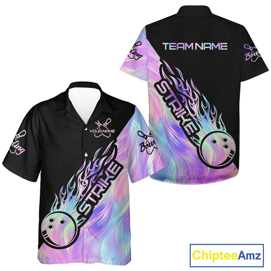 Strike Bowling Hawaiian Shirts For Kid, Custom Hologram Bowling Team Shirts Bowler Outfit IPHW5242