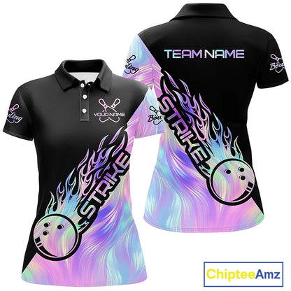 Strike Bowling Polo Shirts For Women, Custom Bowling Team Shirts Bowler Outfit IPHW5242