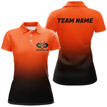 Load image into Gallery viewer, Black And Orange Custom Skull Pickleball Shirts For Women, Halloween Pickleball Team Outfit IPHW7461