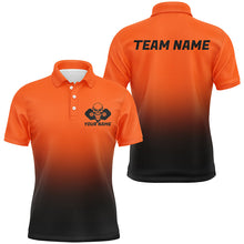 Load image into Gallery viewer, Black And Orange Custom Skull Pickleball Shirts For Men, Halloween Pickleball Team Outfit IPHW7461