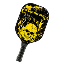Load image into Gallery viewer, Black And Yellow Flame Skull Custom Pickleball Paddle, Halloween Pickleball Paddles Gifts IPHW7464
