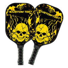 Load image into Gallery viewer, Black And Yellow Flame Skull Custom Pickleball Paddle, Halloween Pickleball Paddles Gifts IPHW7464