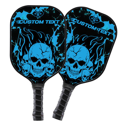 Black And Blue Flame Skull Custom Pickleball Paddle, Halloween Pickleball Paddles Gifts IPHW7466