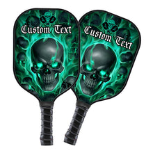 Load image into Gallery viewer, Green Flame Skull Custom Halloween Pickleball Paddle For Men And Women, Team Pickleball Paddles Halloween Gifts IPHW7482