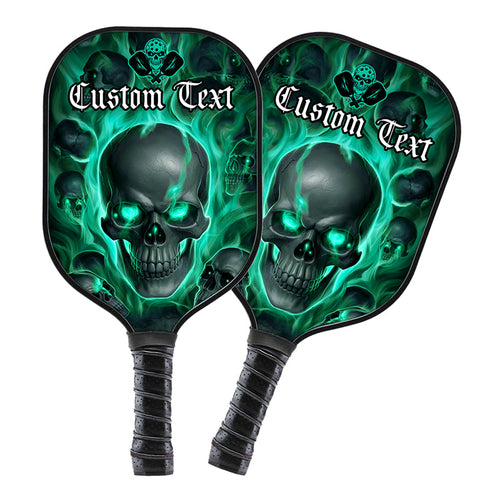 Green Flame Skull Custom Halloween Pickleball Paddle For Men And Women, Team Pickleball Paddles Halloween Gifts IPHW7482