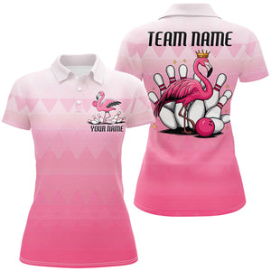 Custom Funny Flamingo Women's Bowling Shirts, Cute Bowling Team Shirt Bowling Tournament IPHW7730