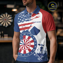 Load image into Gallery viewer, Custom Grunge US Flag Dart Polo Shirts For Men, Patriotic Dart Team League Shirt IPHW10020