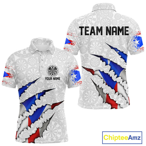 Custom Puerto Rico Flag Dart Team Polo Shirt For Men, Puerto Rico Dart Jerseys IPHW10021