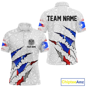 Custom Puerto Rico Flag Dart Team Polo Shirt For Men, Puerto Rico Dart Jerseys IPHW10021