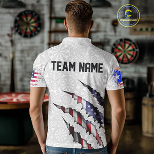 Custom Puerto Rico American Flag Dart Team Polo Shirt For Men, Patriotic Dart Jerseys IPHW10022
