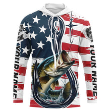 Load image into Gallery viewer, Us Flag Fish Hook Custom Patriotic Largemouth Bass Long Sleeve Fishing Shirts, Bass Fishing Jerseys IPHW7955