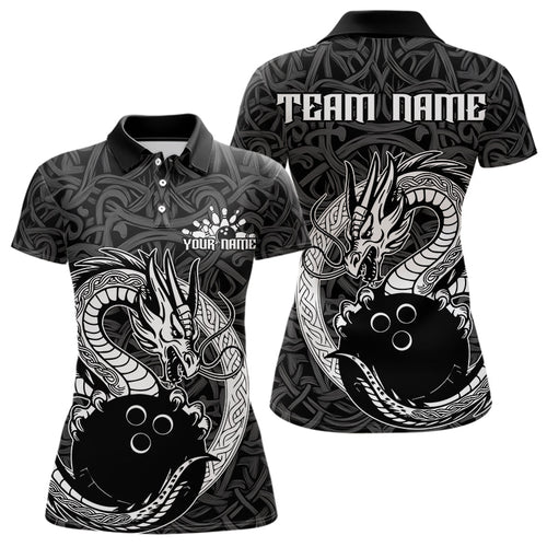 Custom Viking Dragon Bowling Polo Team Shirts For Women, Celtic Bowling Shirt IPHW8584