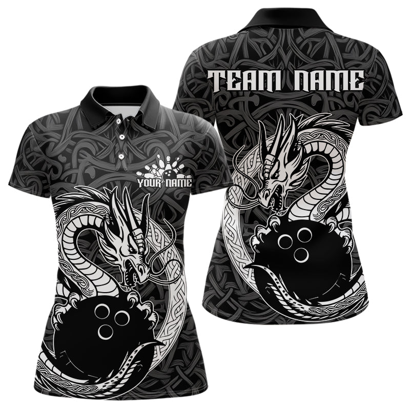 Custom Viking Dragon Bowling Polo Team Shirts For Women, Celtic Bowling Shirt IPHW8584