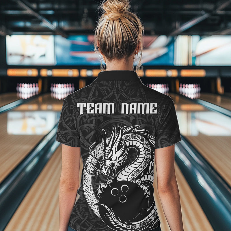 Custom Viking Dragon Bowling Quarter-Zip Team Shirts For Women, Celtic Bowling Shirt IPHW8584