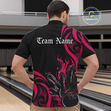 Load image into Gallery viewer, Custom Black And Pink Tribal Flame Bowling Men Shirts, Bowling League Shirt Team Jerseys IPHW10737