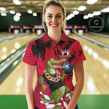 Load image into Gallery viewer, Red Custom Funny Alligator Bowling Women Polo Shirt, Bowling Team Jerseys Bowler Outfit IPHW10772