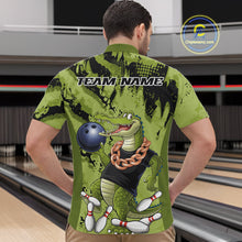 Load image into Gallery viewer, Green Custom Funny Alligator Bowling Men Quarter-Zip Shirt, Bowling Team Jerseys Bowler Outfit IPHW10774