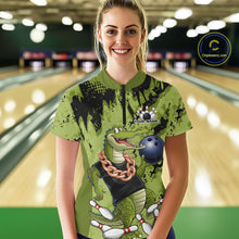 Load image into Gallery viewer, Green Custom Funny Alligator Bowling Women Shirt, Bowling Team Jerseys Bowler Outfit IPHW10774