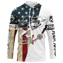 Load image into Gallery viewer, Walleye Fishing American Flag Custom Long Sleeve Fishing Shirts, Patriotic Fishing Gifts Uv Clothing IPHW6059