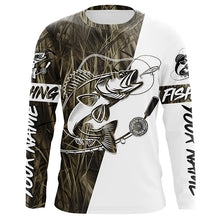 Load image into Gallery viewer, Walleye Fishing Grass Camo Custom Long Sleeve Fishing Shirts, Walleye Tournament Fishing Jerseys IPHW6060