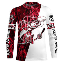 Load image into Gallery viewer, Walleye Fishing Red Camo Custom Long Sleeve Fishing Shirts, Walleye Tournament Fishing Jerseys IPHW6062