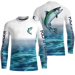 Personalized Chinook King Salmon Saltwater Long Sleeve Fishing Shirts, Salmon Fishing Jerseys IPHW6067