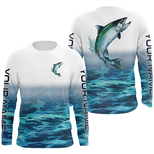 Personalized Chinook King Salmon Saltwater Long Sleeve Fishing Shirts, Salmon Fishing Jerseys IPHW6067