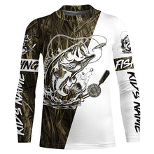 Load image into Gallery viewer, Custom Bass Fishing Tattoo Grass Camo Long Sleeve Tournament Fishing Shirts, Bass Fishing Jerseys IPHW6077