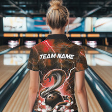 Load image into Gallery viewer, Orange Thunder Lightning Custom Cobra Snake Bowling Women Polo Shirts, Bowling Team Shirt IPHW8897