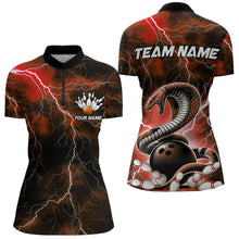 Load image into Gallery viewer, Orange Thunder Lightning Custom Cobra Snake Bowling Women Quarter-Zip Shirts, Team Shirt IPHW8897