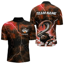 Load image into Gallery viewer, Orange Thunder Lightning Custom Cobra Snake Bowling Quarter-Zip Shirts For Men, Bowling Team Shirt IPHW8897