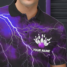 Load image into Gallery viewer, Purple Thunder Lightning Custom Cobra Snake Bowling Polo Shirts For Men, Bowling Team Shirt IPHW8898