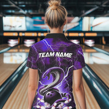 Load image into Gallery viewer, Purple Thunder Lightning Custom Cobra Snake Bowling Women Polo Shirts, Bowling Team Shirt IPHW8898