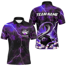 Load image into Gallery viewer, Purple Thunder Lightning Custom Cobra Snake Bowling Polo Shirts For Men, Bowling Team Shirt IPHW8898
