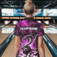 Load image into Gallery viewer, Pink Thunder Lightning Custom Cobra Snake Bowling Polo Shirts For Women, Bowling Team Shirt IPHW8899