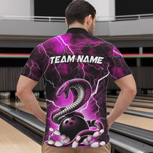 Load image into Gallery viewer, Pink Thunder Lightning Custom Cobra Snake Bowling Quarter-Zip Shirts For Men, Bowling Team Shirt IPHW8899