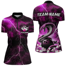 Load image into Gallery viewer, Pink Thunder Lightning Custom Cobra Snake Bowling Women Quarter-Zip Shirts, Team Shirt IPHW8899