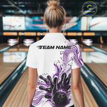 Load image into Gallery viewer, Custom Purple Music Flame Bowling Women Quarter-Zip Shirt, Bowling League Shirt IPHW10995