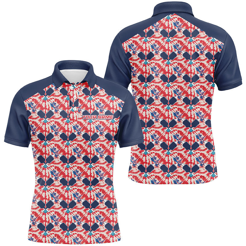Custom American Flag Pickleball Polo Shirts For Men, Patriotic Pickleball Jerseys For Team IPHW6939