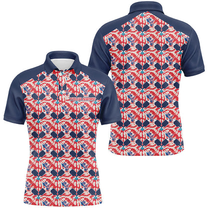 Custom American Flag Pickleball Polo Shirts For Men, Patriotic Pickleball Jerseys For Team IPHW6939