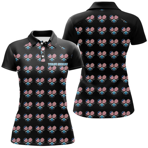 Personalized American Flag Pickleball Polo Shirts, Patriotic Pickleball Jerseys For Women IPHW6941