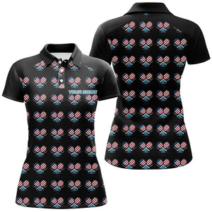 Personalized American Flag Pickleball Polo Shirts, Patriotic Pickleball Jerseys For Women IPHW6941