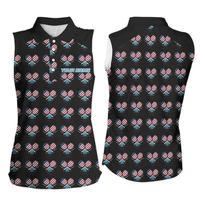 Personalized American Flag Pickleball Polo Shirts, Patriotic Pickleball Jerseys For Women IPHW6941