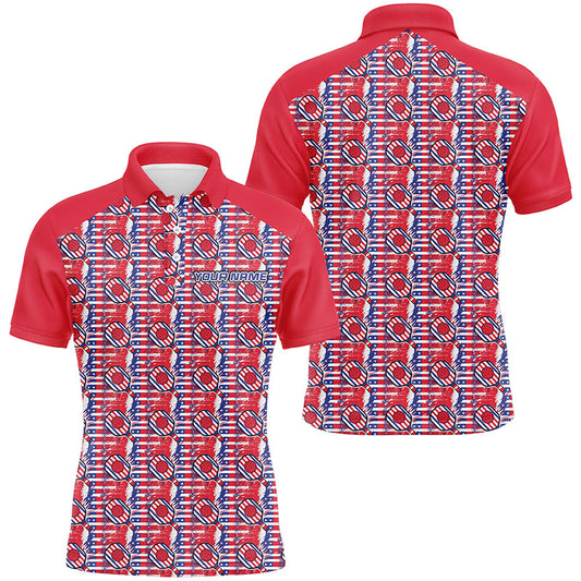 Custom American Flag Pickleball Polo Shirts For Men, Patriotic Pickleball Jerseys For Team IPHW6942