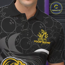 Load image into Gallery viewer, Custom Black And Yellow Cobra Snake Bowling Polo Shirts For Men, Cobra Bowling Team Shirt IPHW9699
