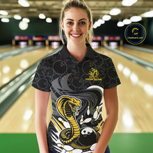Load image into Gallery viewer, Custom Black And Yellow Cobra Snake Bowling Women Polo Shirts, Cobra Bowling Team Shirt IPHW9699