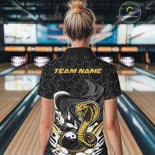 Load image into Gallery viewer, Custom Black And Yellow Cobra Snake Bowling Women Polo Shirts, Cobra Bowling Team Shirt IPHW9699